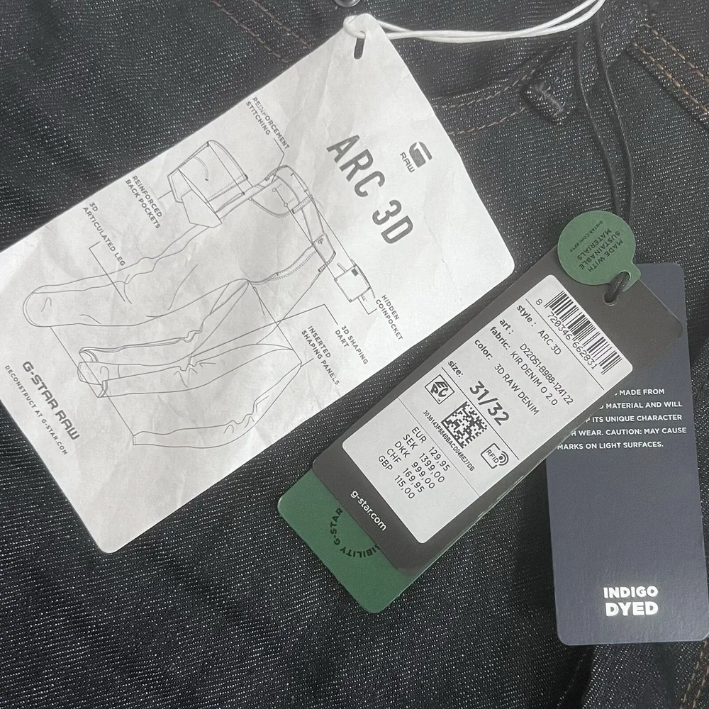 G-Star Raw Design Button Fly Jeans Men 31x32 Arc 3D KIR Denim Organic 2.0‎ Blue